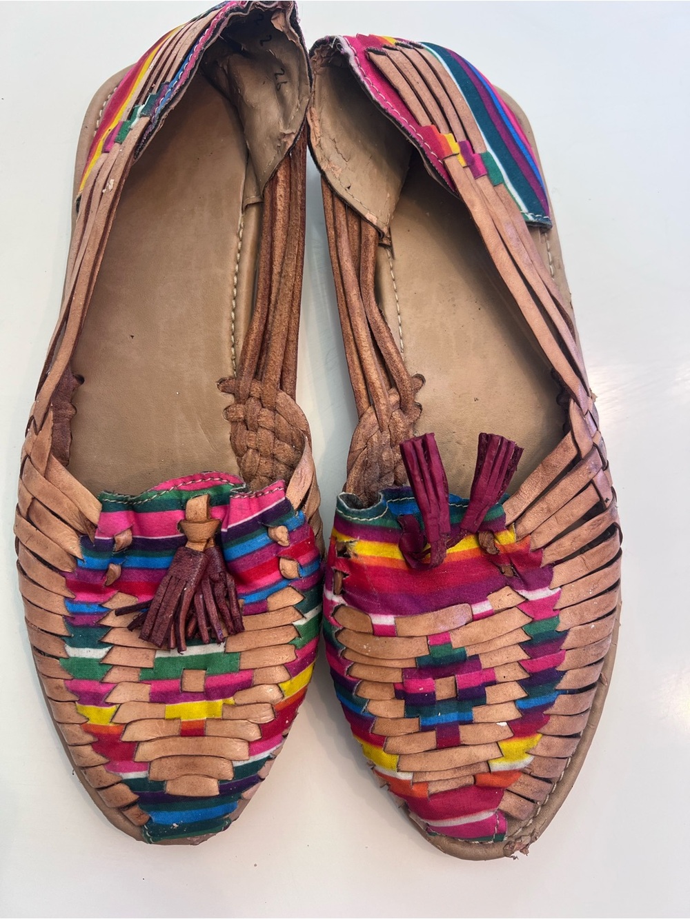 Handwoven Multi-Color Leather Huarache Moccasin Flats